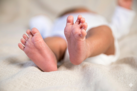 Close-up of a baby's feet with a blurred background