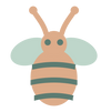 Icon bee with green stripes on a white background
