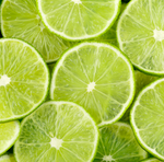 Close-up of sliced limes with a vibrant green color.